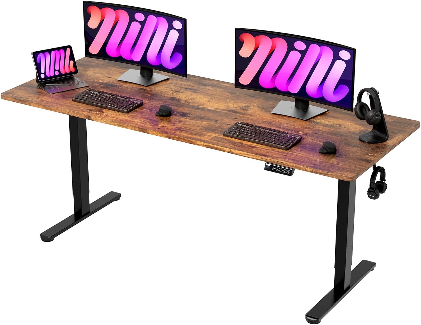 Monomi Electric Standing Desk, 79 x 31.5 inches Height Adjustable, Ergonomic Home Office Sit Stand Up Desk with Memory Preset Controller (Rustic Brown Top/Black Frame) Monomi Electric Standing Desk, 79 x 31.5 inches Height Adjustable, Ergonomic Home Office Sit Stand Up Desk with Memory Preset Controller (Rustic Brown Top/Black Frame)