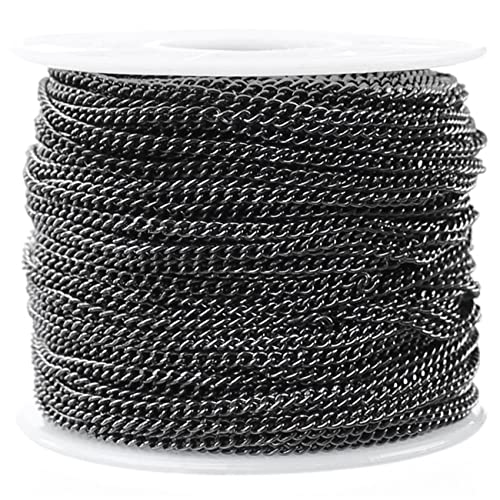 CleverDelights 2.2x3mm Curb Chain - Gunmetal Color - 100 Feet - Bulk Chain