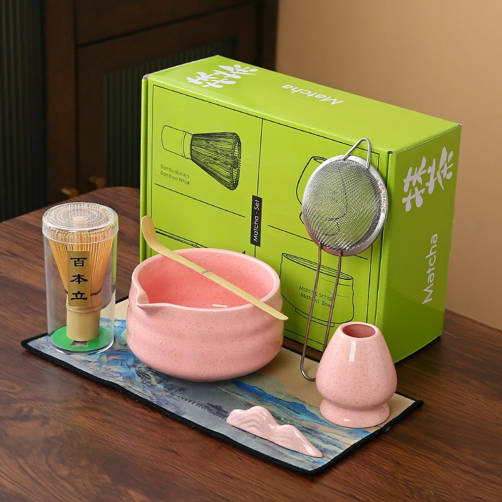View 1 of **MISSING BOWL** Mochachaju Matcha Whisk Set, Pink