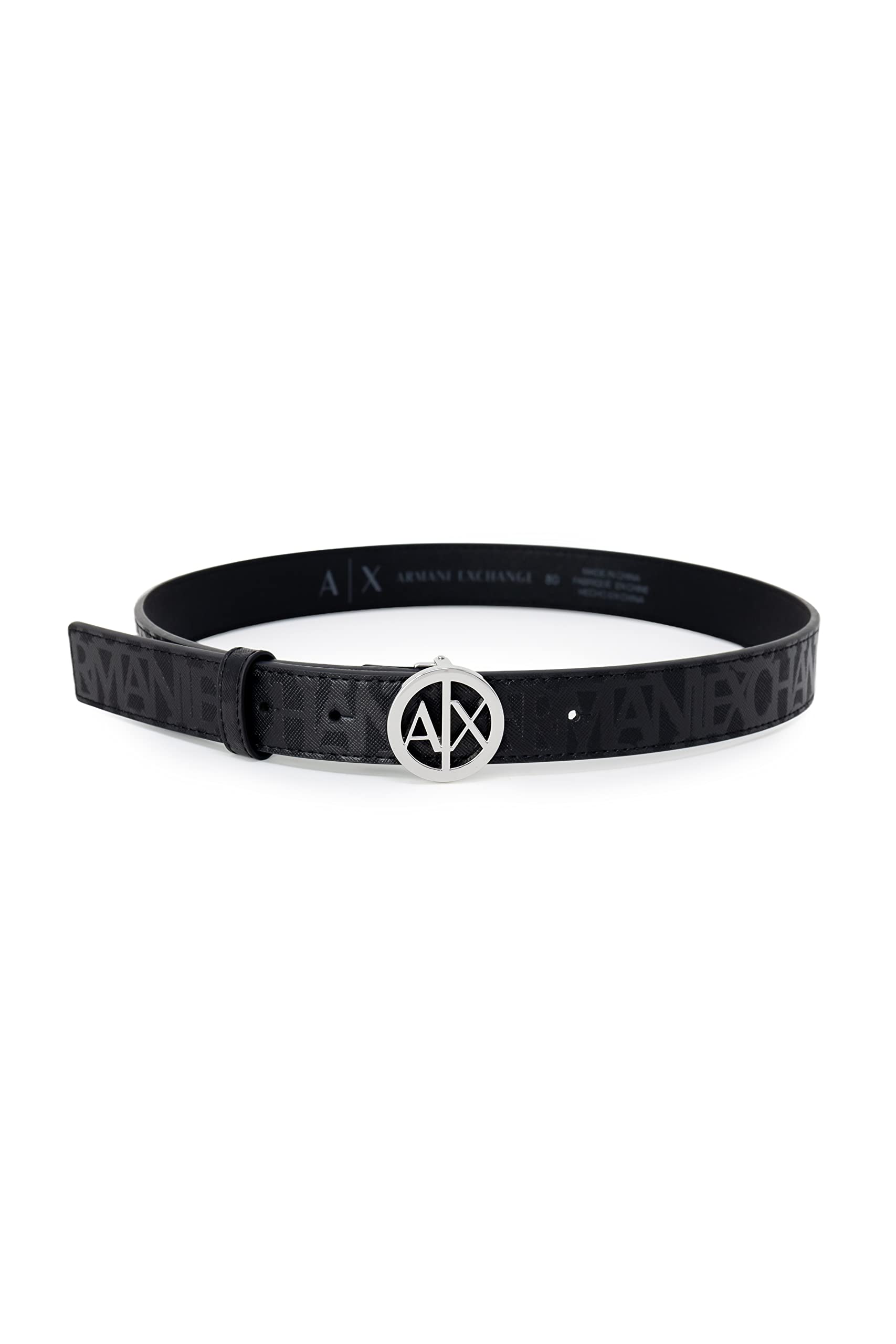 ARMANI EXCHANGE Women's belt texture logo 941153 cc757, Black, 85 cm