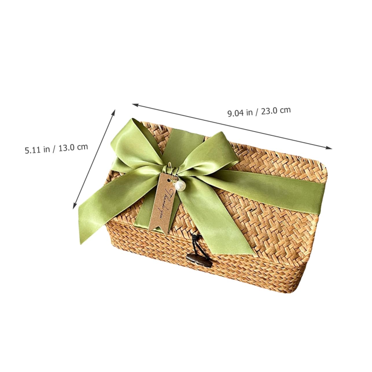Cesta de Paja de Almacenamiento Tejida Rectangular Tapa