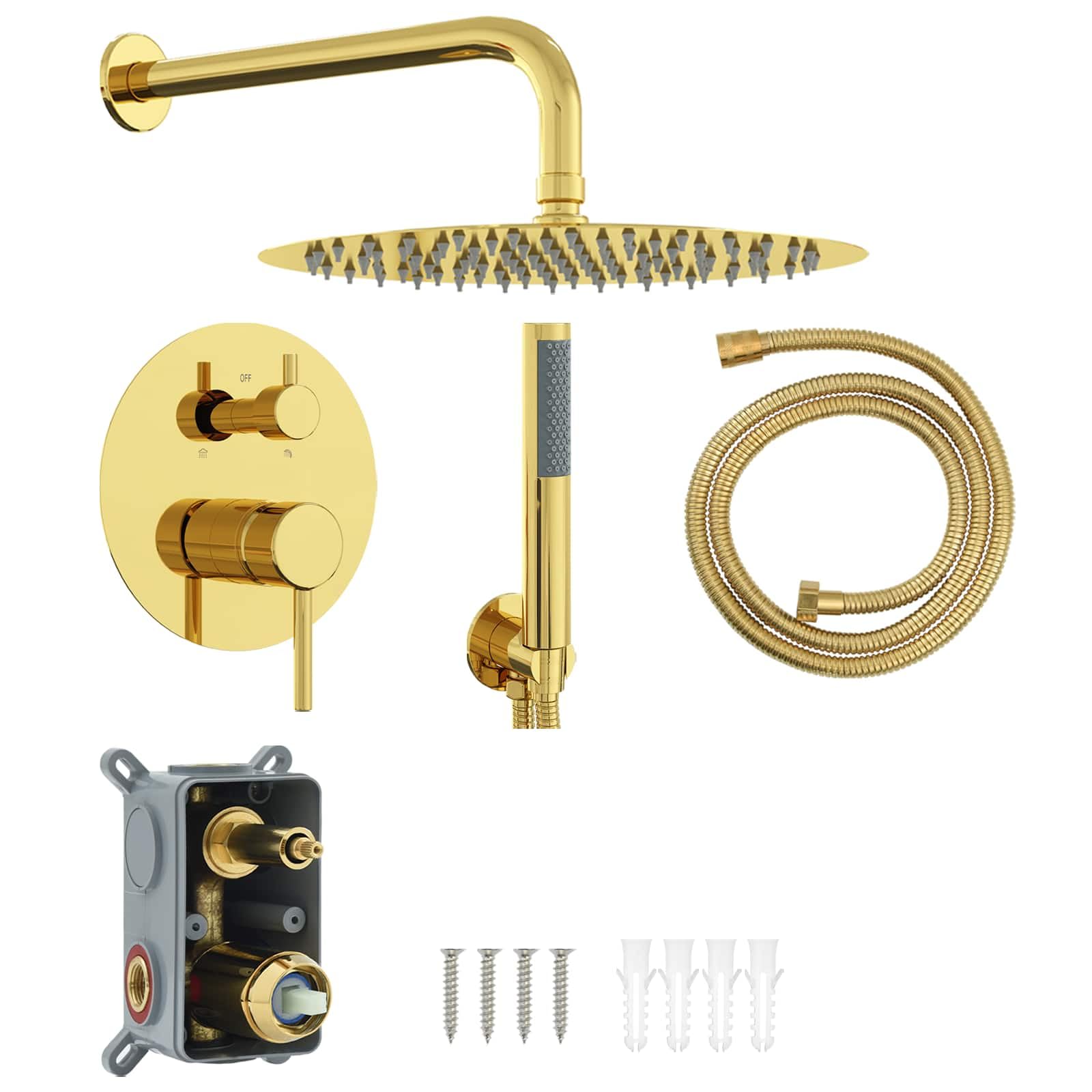 Sistema doccia da incasso con doccia a pioggia e doccetta, in acciaio inox 201, set doccia rotondo per bagno, con valvola miscelatrice