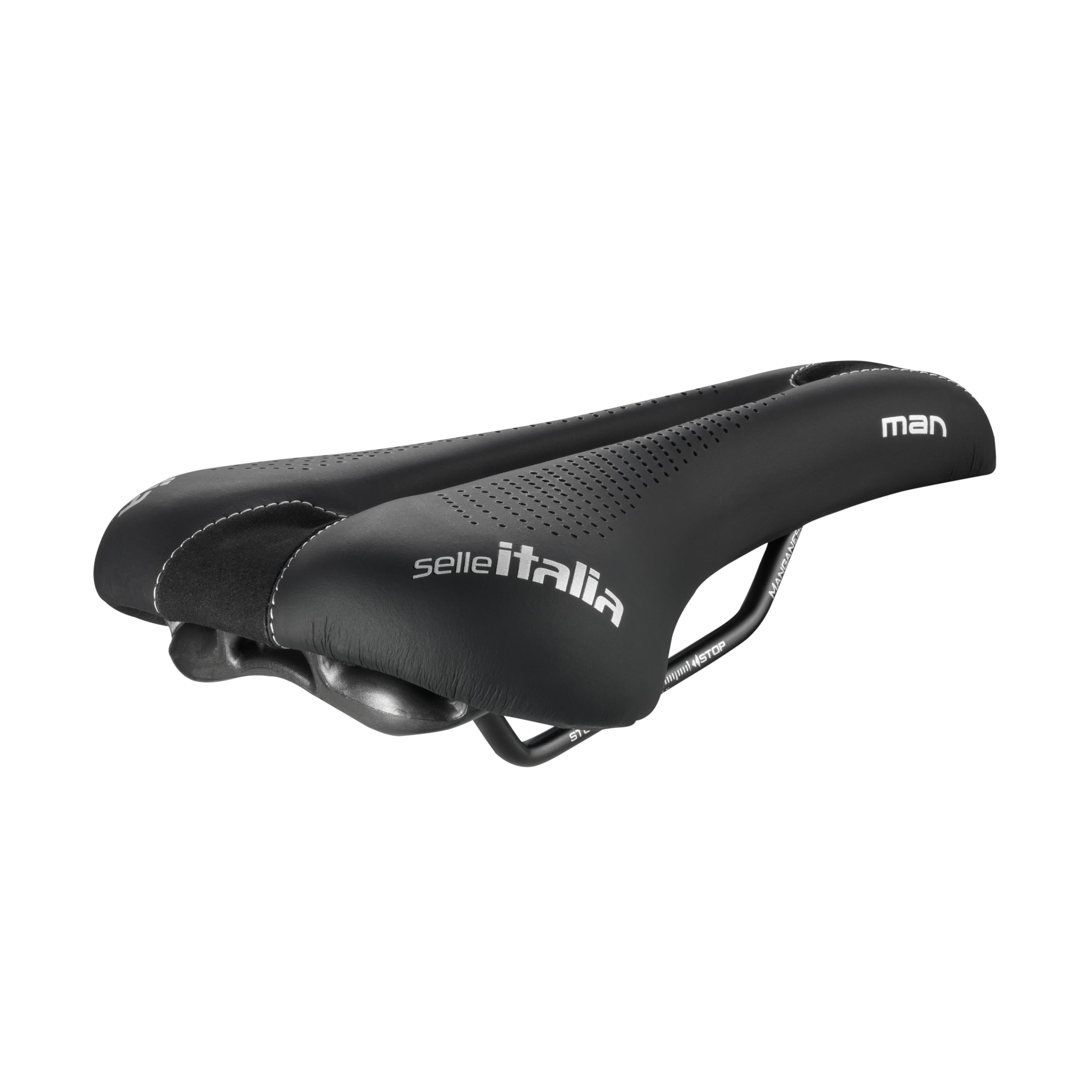 Selle Italia Man Gel Advan – Sillín de Bicicleta para Hombre con Gel Ergonómico y Amortiguado, Ancho y Cómodo para Bicicleta Urbana y Trekking, Rail de Manganeso – Talla L2, Negro