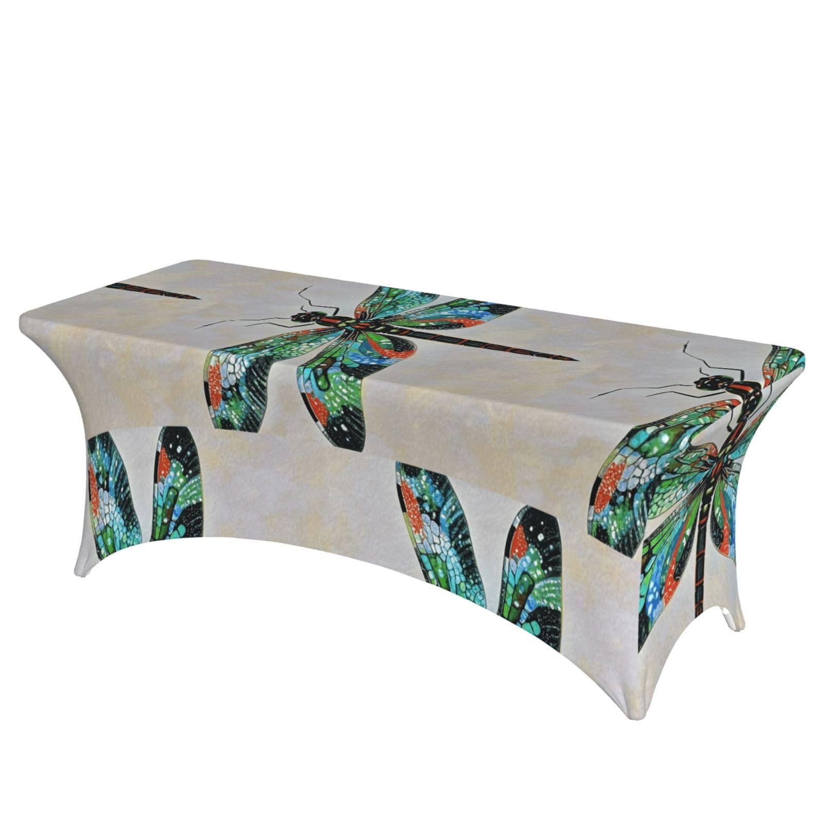 LMNGH Dragonfly Decorative Tablecloth Protector for Wedding, Banquet & Parties6FT Spandex Rectangle Tablecloths, Stretch Washable Table Cloth Wrinkle Free Patio Table Cover