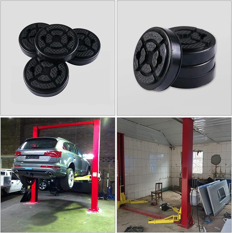 Wakauto 4pcs Floor Jack Rubber Pad Adapter, Two-Post Jack Lift Pad Point Support Block Pinch Weld Protector Side Lifting Disk Guard Accessories for Car Jacks Protection
