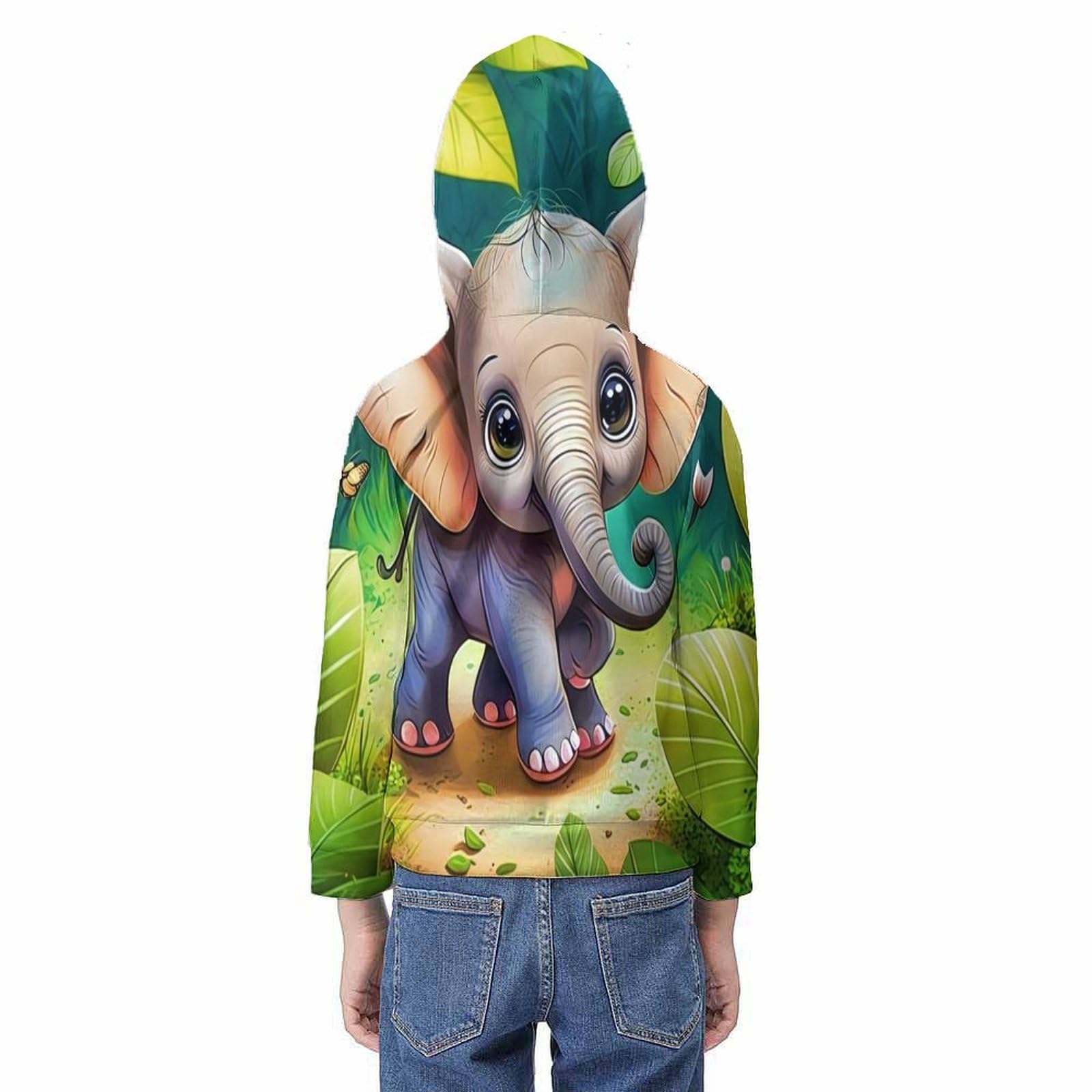 Elefante Sudaderas con Capucha para Niño Y Niña Impresión En 3D Linda Jerséis Sudadera Ligera Sudadera con Cordón Y Bolsillos 6-15 Años