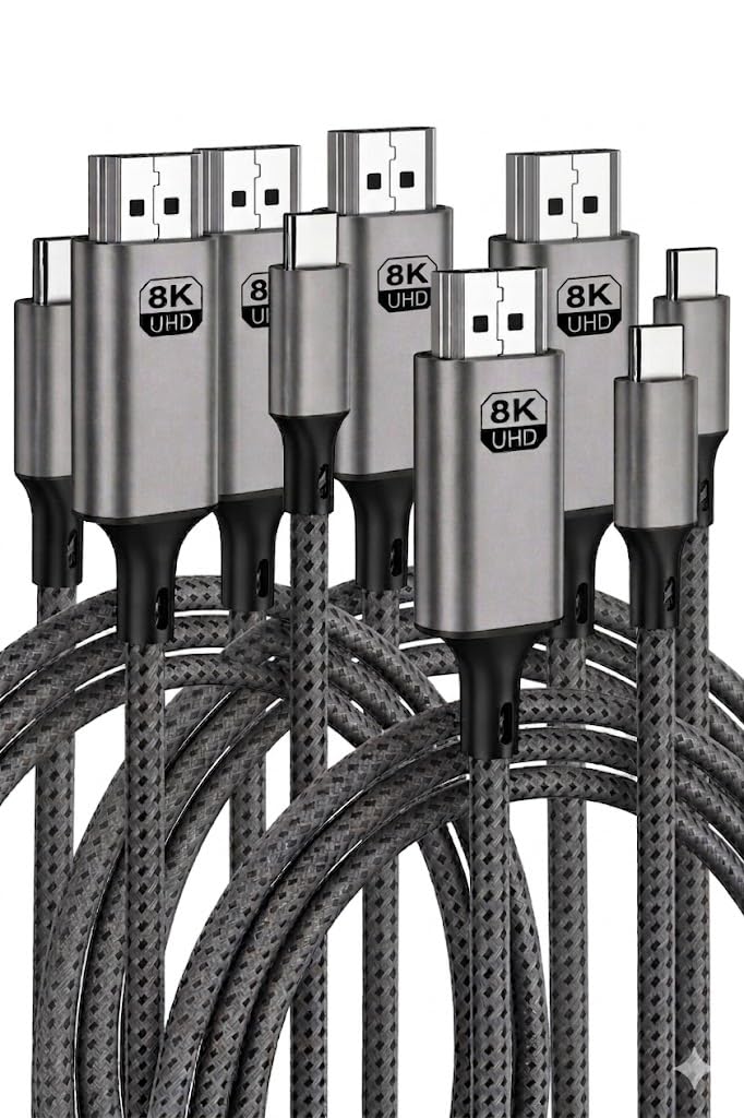 Cavo da USB C a HDMI, compatibile con Thunderbolt 5, 4, 3, da USB 3.2 di tipo C a HDMI 2.1, 8K a 60Hz, 4K, compatibile con MacBook, iPhone 15, 16, 17, iPad Pro, iMac, Galaxy S24, S25, S26, 1,8 m