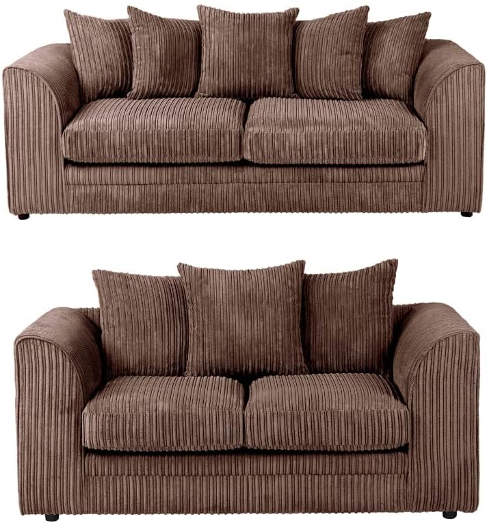 Luxury Life Dylan Jumbo Cord Fabric Sofa Set (Chocolate, 3 Plus 2 Set