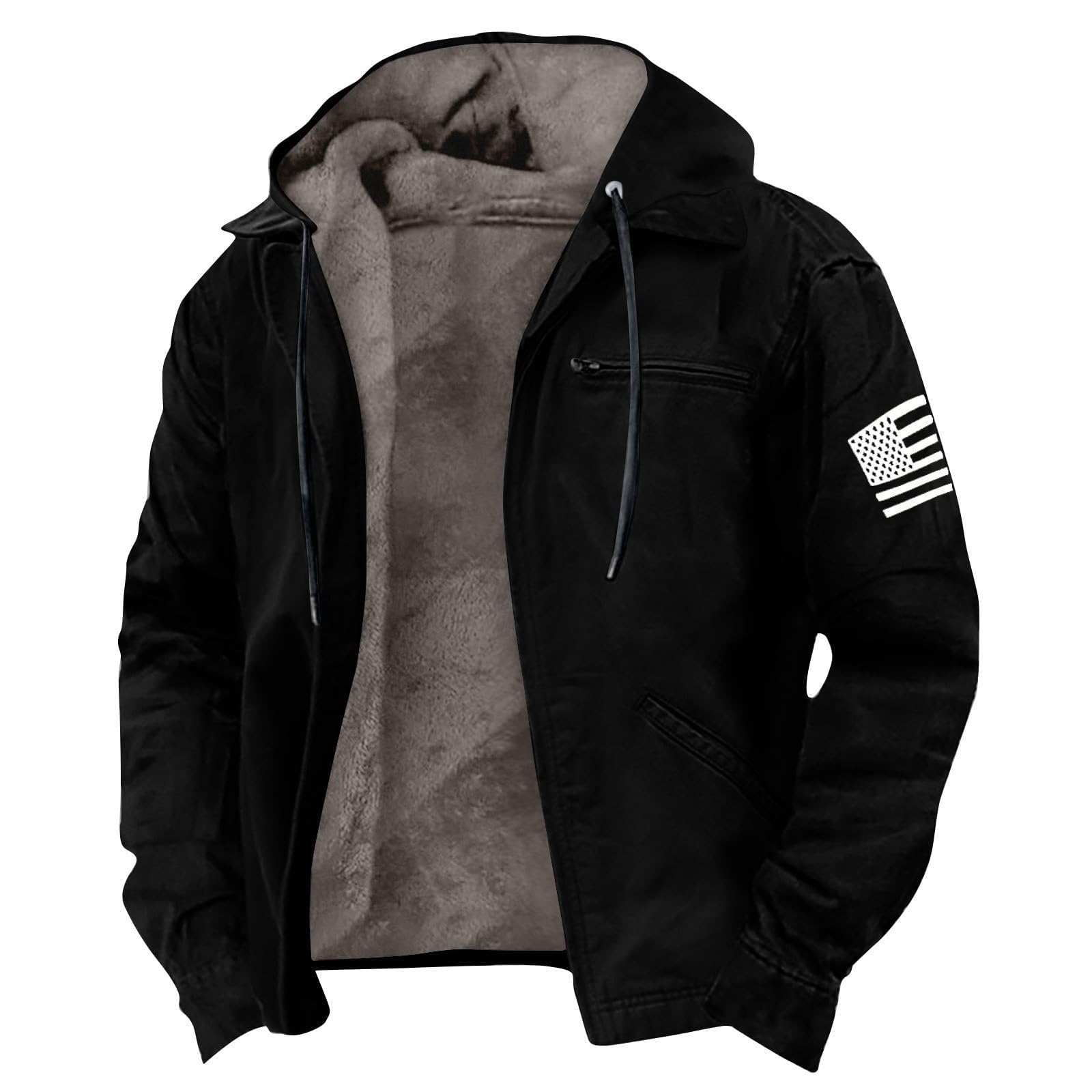 Chaqueta de invierno para hombre, cálida, de entretiempo con cremallera, forro polar, térmica, cortavientos, tallas grandes