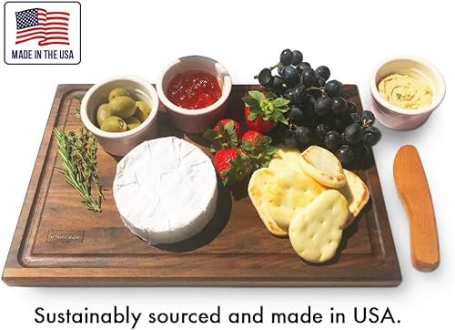 Miniatura 4 de Tabla de cortar de madera de nogal para cocina, encimera grande de madera de nogal con bloque de carnicero, reversible con ranura para jugos, 14 x