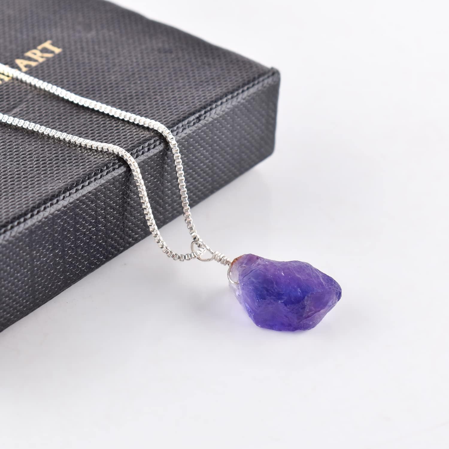 YANARA Amethyst Stone Jewelry For Women Natural Raw Purple Rough Crystal Gemstone Dainty Pendant Necklace, Chakra Healing Crystals, February Birthstone, Silver Plated Chain 18 inch - Image 2