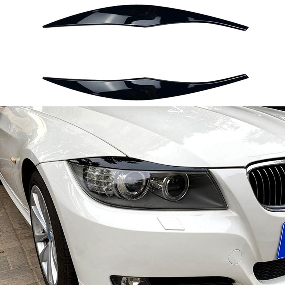 NEGRO Glänzende schwarze Scheinwerfer, Augenbrauen, Augenlider, passend for BMW 3er E90 E91 320I 330I 05–12, Abdeckung Wimpern,bmw zubehör