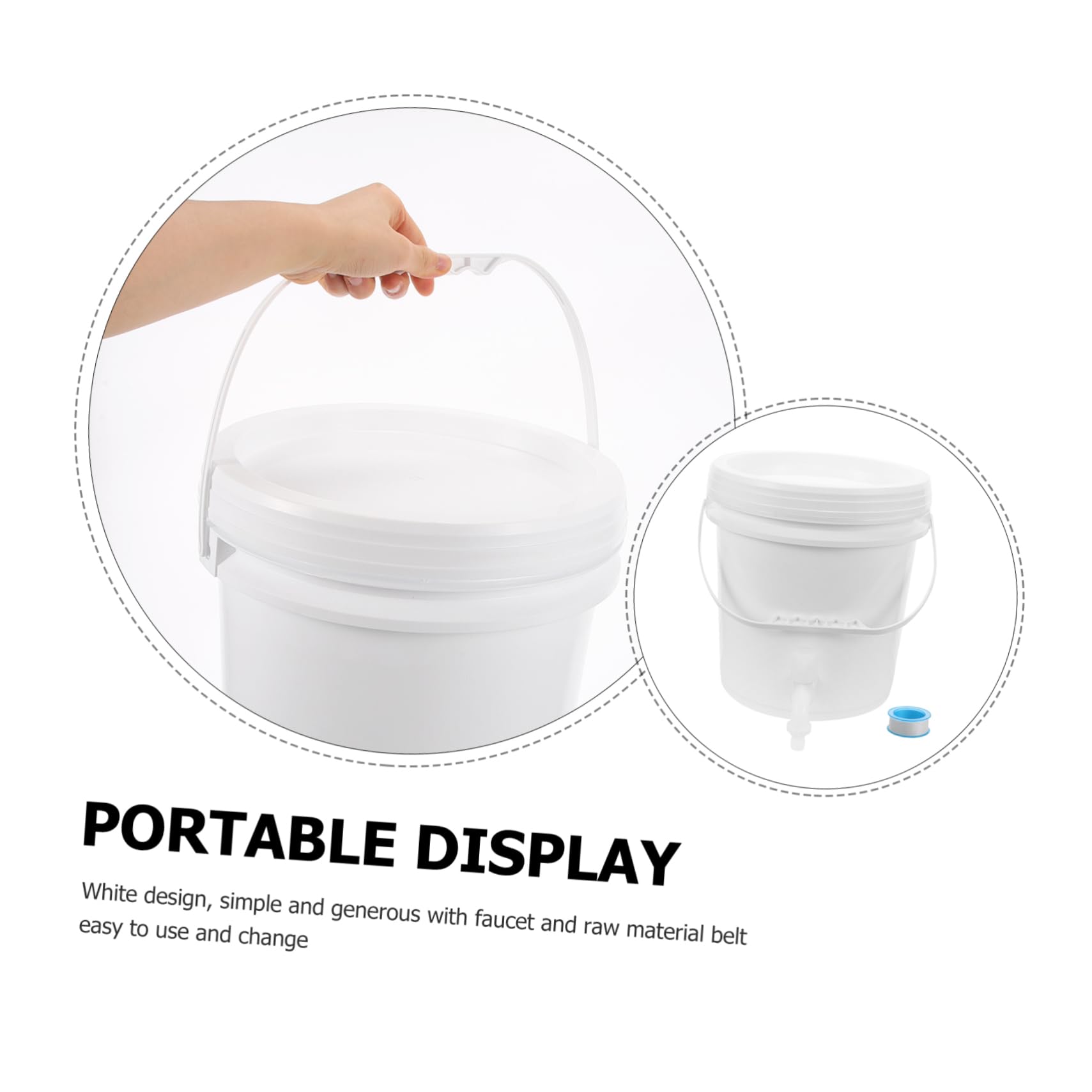 Alipis Secchio con Rubinetto da 10l in Plastica Bianco per Campeggio | Nastro Sigillante, Sostituzione Semplice, Design Sobrio, Finitura Raffinata Stile Casuale