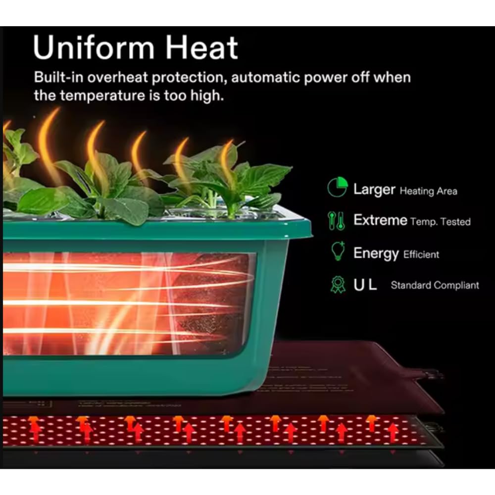 Manta Térmica para Invernaderos y Germinación de Semillas - Calefacción Constante, IP67 Resistente al Agua, S/M/L/XL/XXL, Opciones con Controlador de Temperatura