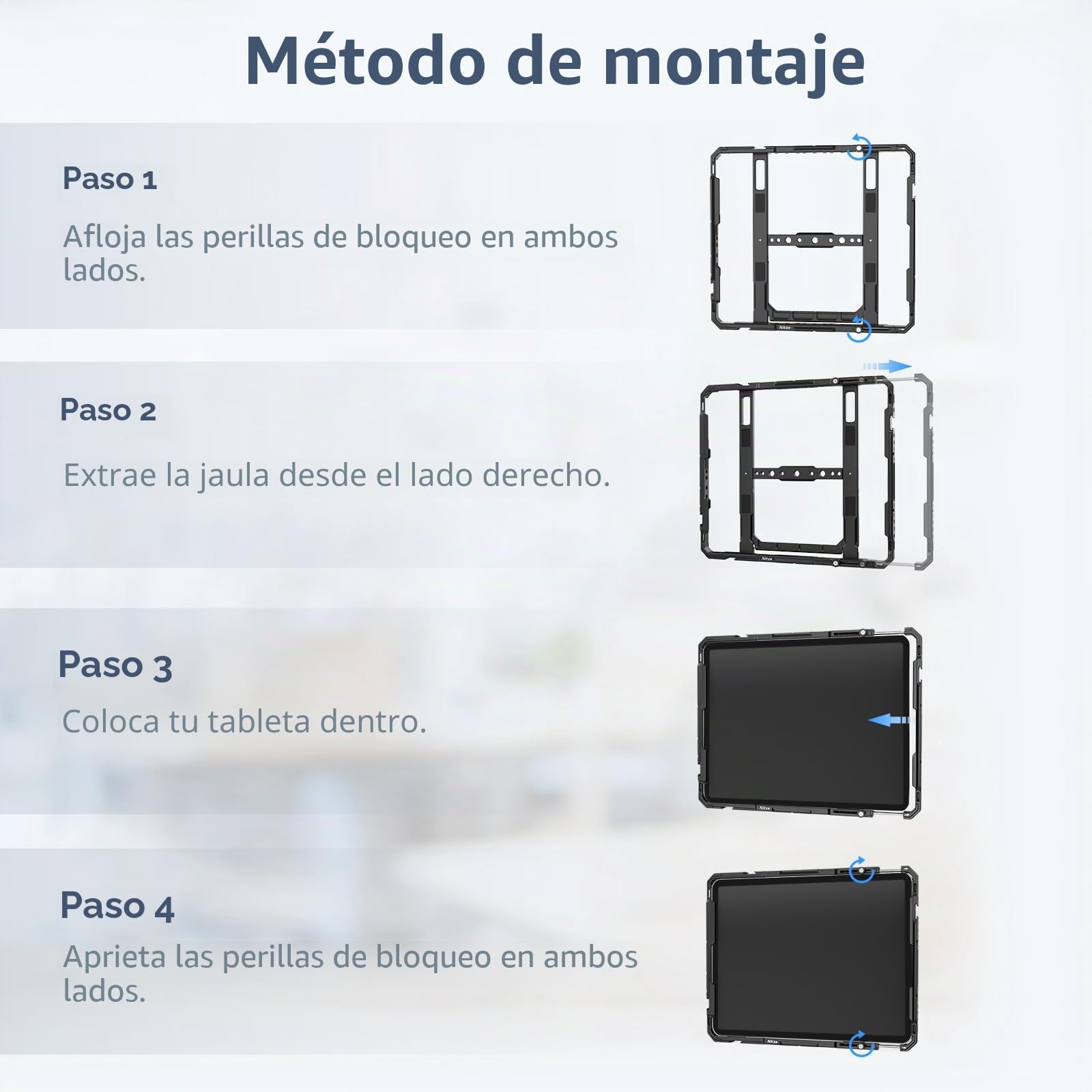 Nitze Tablet Jaula Cage para iPad Pro 13" M5/M4, iPad Air 13" M4/M3/M2, iPad Pro 12.9" 6/5/4/3 Generación y Otras Tabletas de 11.5" a 13" - T-TC02A
