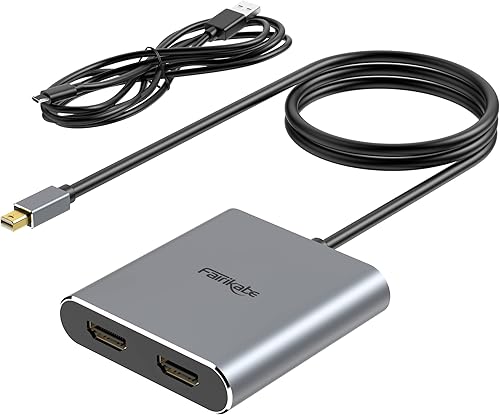 Fairikabe Adaptador Mini DisplayPort a HDMI dual, 4K @60Hz, MST, SST, para laptop, PC, monitor, proyector y más