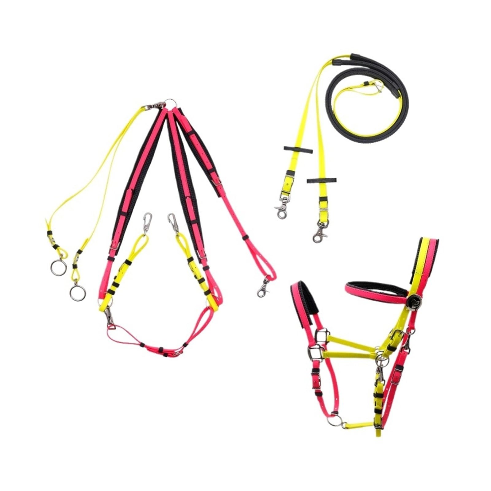 Endurance Horse Tack - Juego completo de cabestro estilo brida de nailon de cuero y PVC, juego completo de equipo de equitación, disponible (naranja)