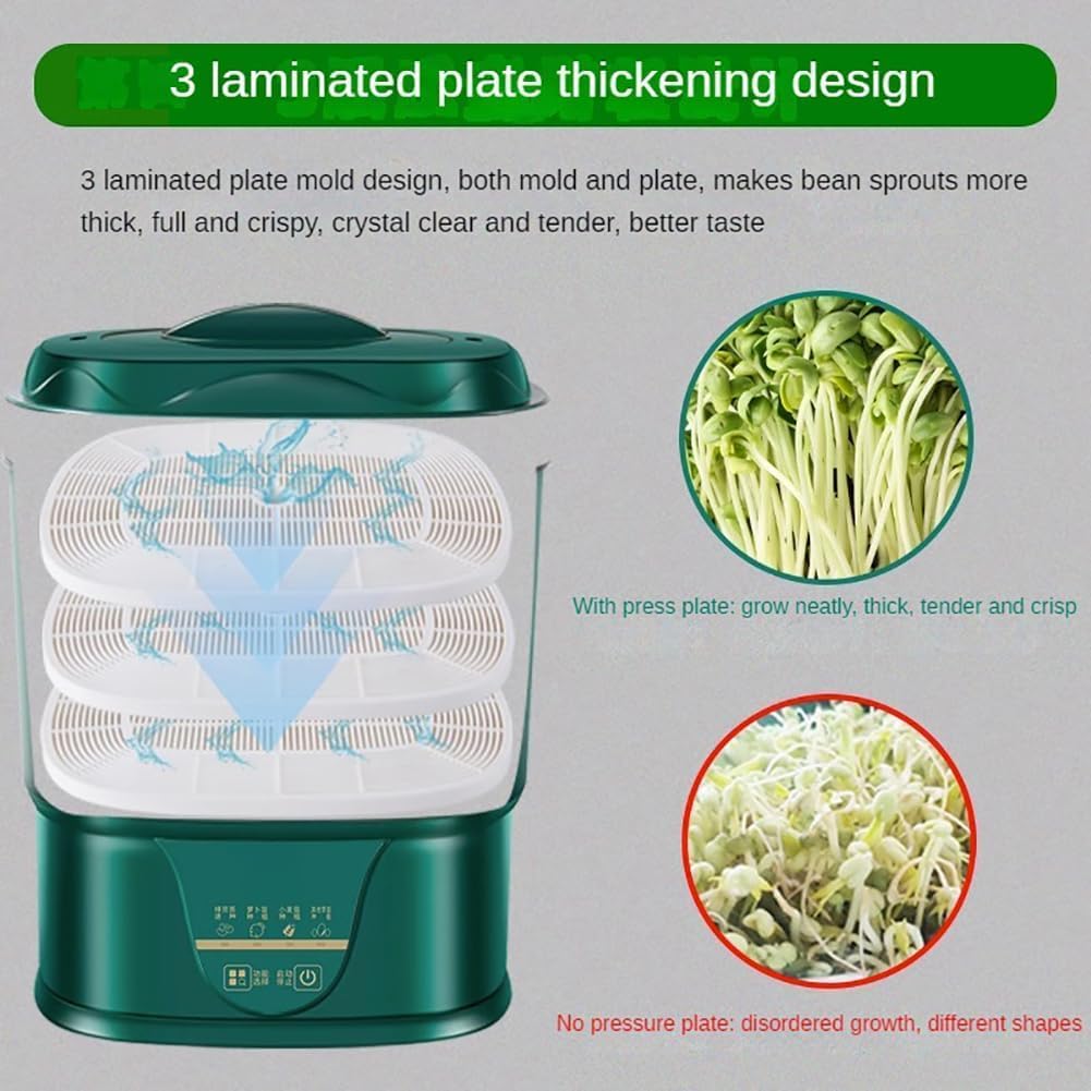 Machine automatique de germes de haricots, germination de graines à 2 couches pour soja, haricots mungo, haricots rouges, radis – Kit de culture en cuisine pour usage domestique