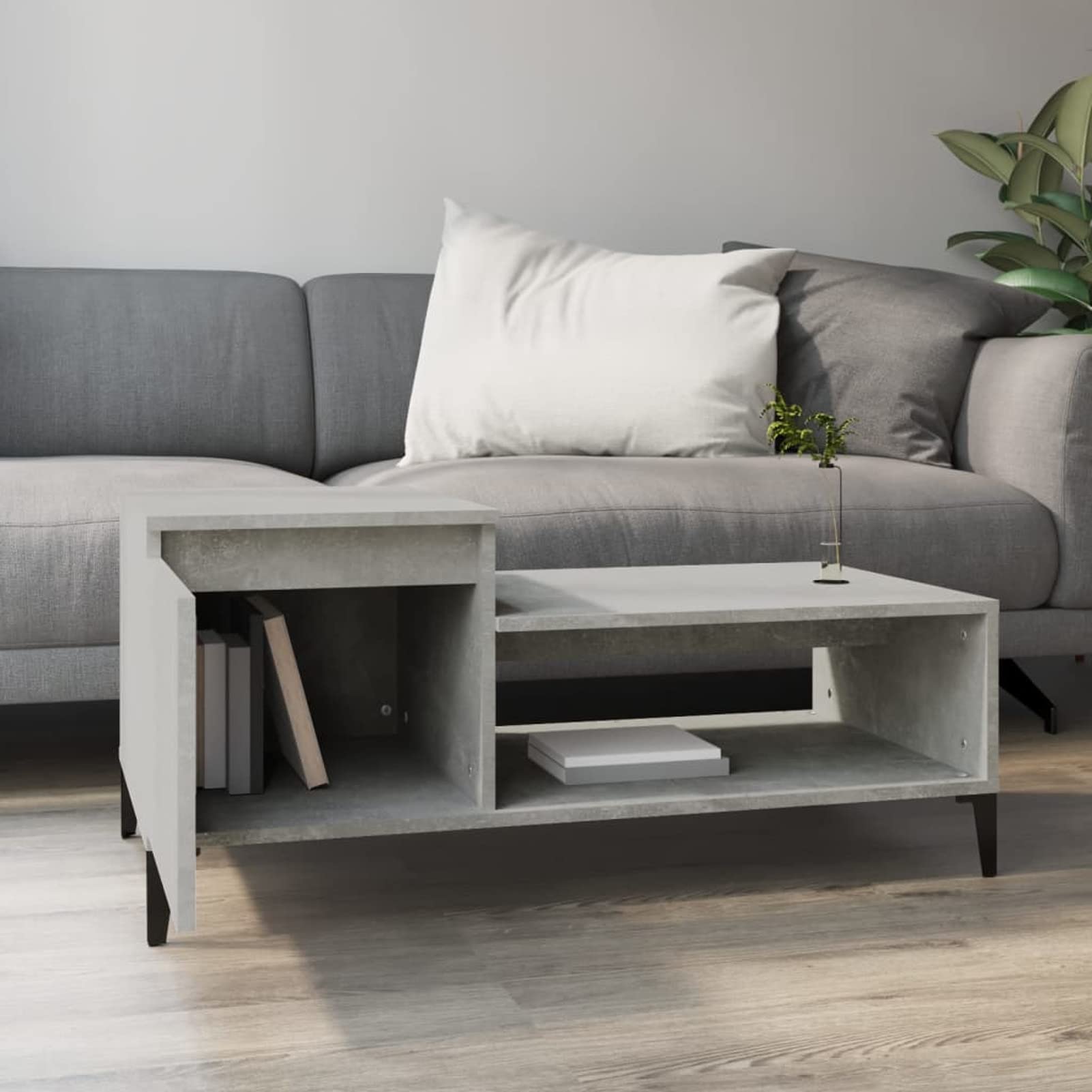 Homgoday Tavolino da caffè grigio cemento 100 x 50 x 45 cm, tavolino da tè per soggiorno, sala ricevimenti per ospiti, camera da letto e ufficio, mobili 1222