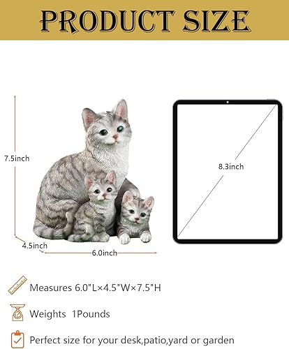 Miniatura 4 de Divertidas estatuas de decoración para exteriores de jardín de gatos, bonita pintura de animales, resina de gato con figura de gatitos, divertidas