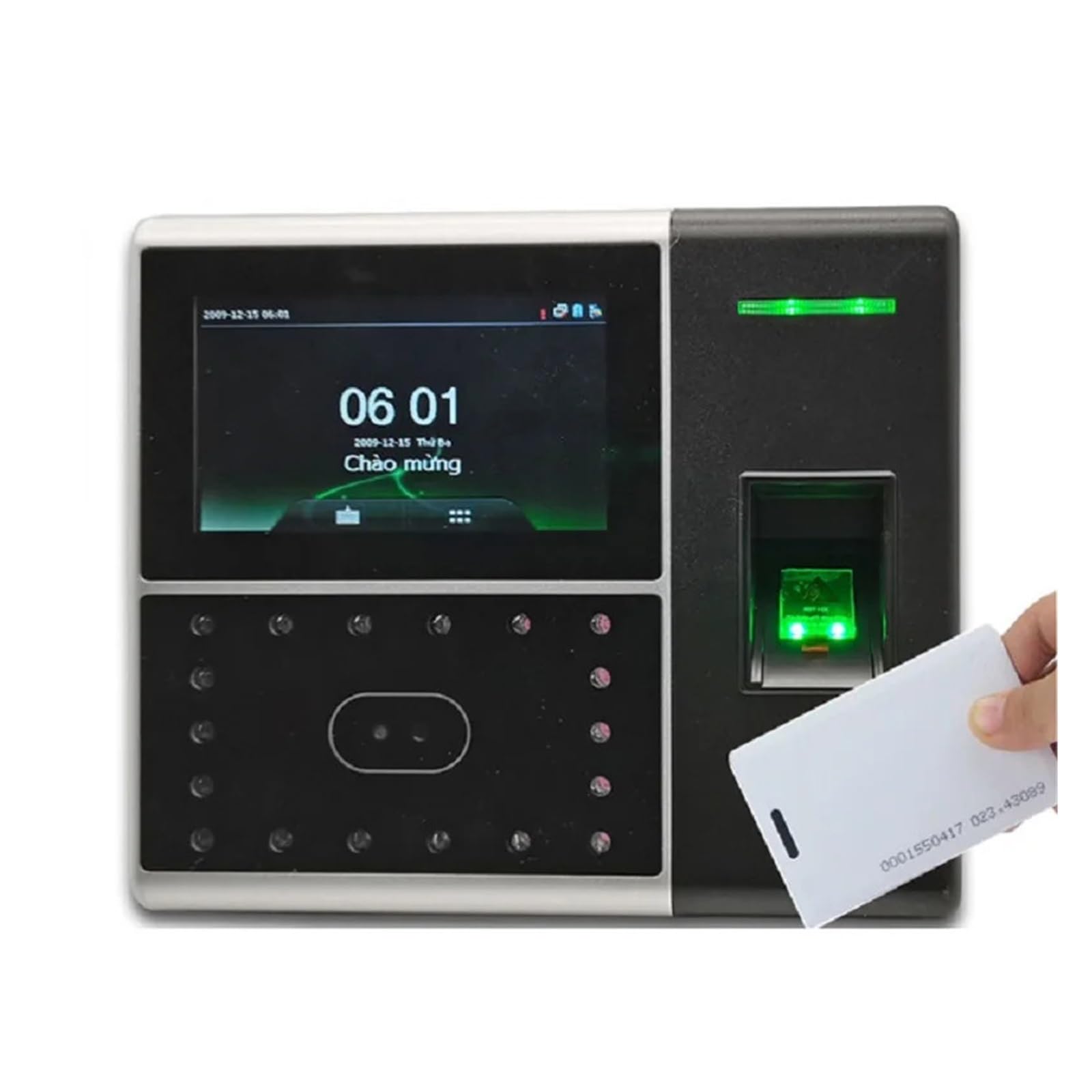 Terminal de control de acceso y tiempo de identificación de huellas dactilares facees, reconocimiento face con pantalla táctil de 4,3" Conexión rápida(ID)