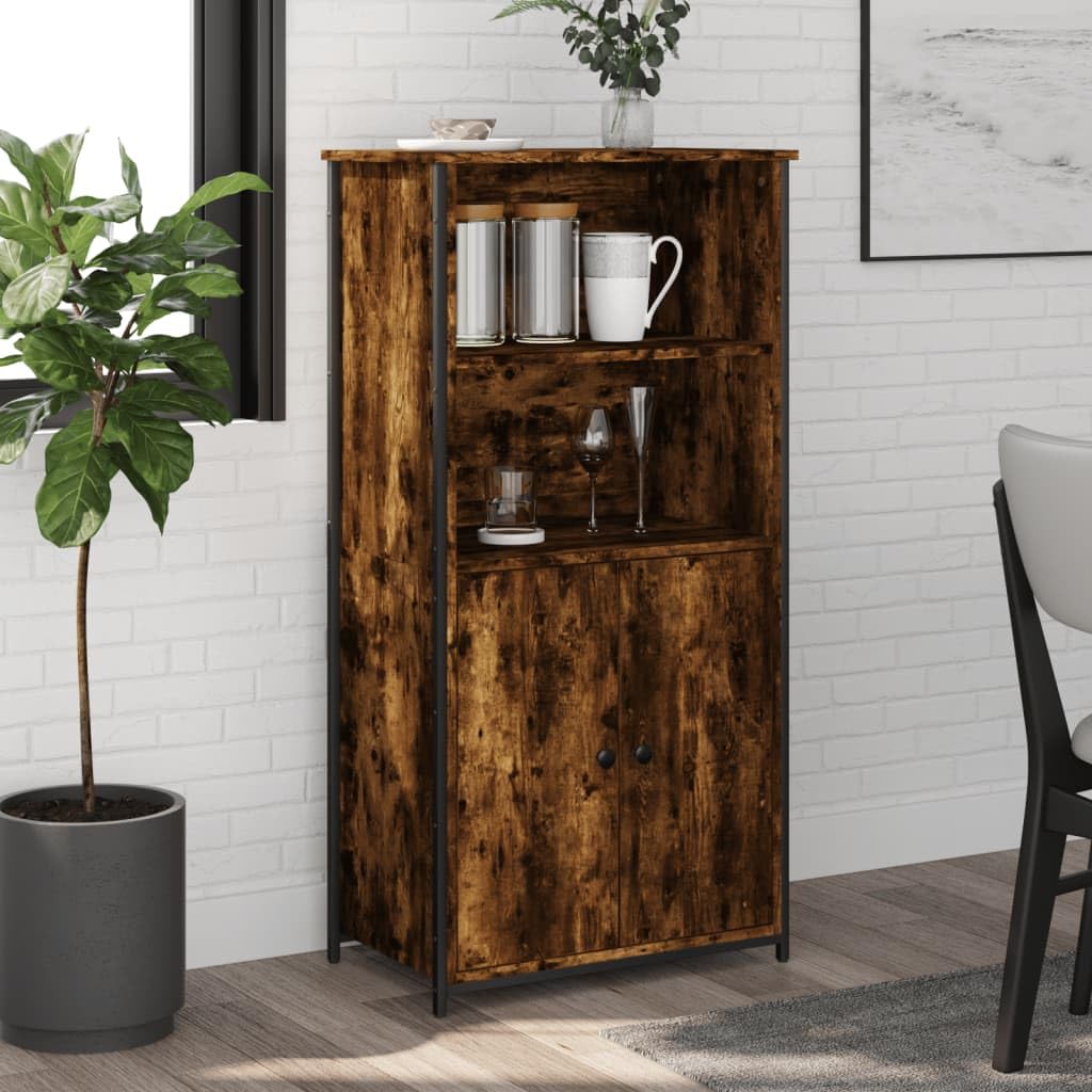 Homvdxl Sideboard Storage Cabinet, 121cm Tall Buffet Cabinet, Kitchen Cabinets with 2 Doors, Side Cabinet Unit for Living Room, Dining Room Cabinet, Kitchen Cabinet (Smoked Oak)