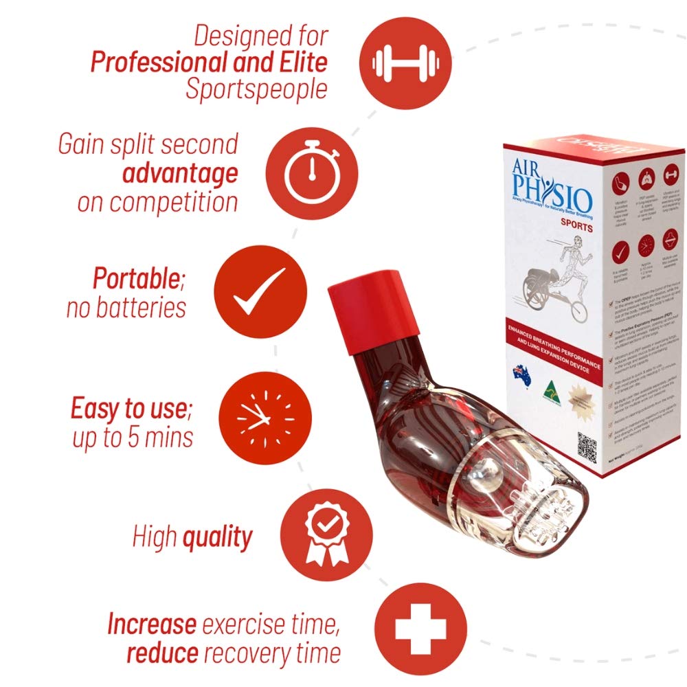 AirPhysio Sports Edition Device for Enhanced Breathing Performance & Lung Muscle Expander Exerciser, Trainer & Strengthener for Professional Athletes AirPhysio Sports Edition Device for Enhanced Breathing Performance & Lung Muscle Expander Exerciser, Trainer & Strengthener for Professional Athletes