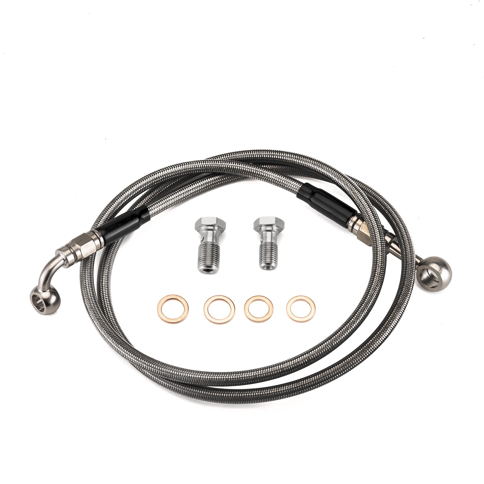 Mofun 50" Extended Length Hydraulic Front Brake Line Kit For 16"-18" Handlebar Non-ABS Stainless Steel Compatible with Harley Sportster XL 883 1200 1988-2003 Black