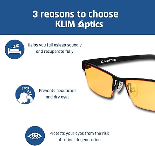 Miniatura 7 de KLIM Optics - Lentes de luz azul, reducen la fatiga ocular, gafas para juegos de computadora, TV móvil para PC, bloquean el 92% de la luz azul
