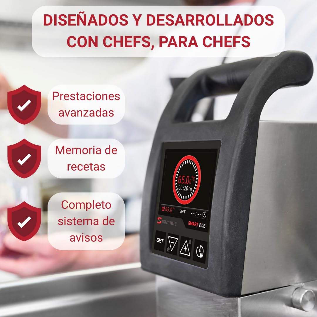 YOMMAK Cocedor Sous Vide Profesional Sammic Smart Vide 7 Premium | Roner Cocina Baja Temperatura | 56L 2000W Bluetooth | Roner Cocina al Vacío de Alta Precisión | Slow Cooker Circulador de Inmersion
