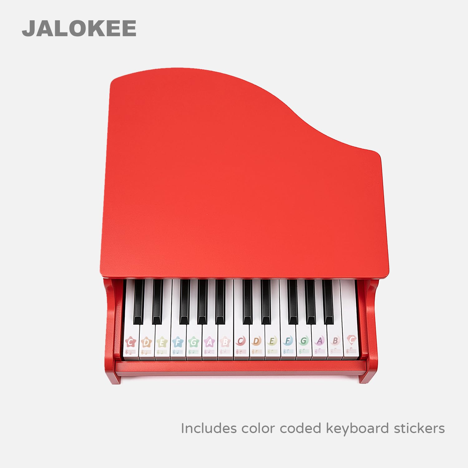 Teclado de piano para niños, piano de cola de 25 teclas para niños, mini juguete de instrumento educativo musical, volumen ajustable, juguete de madera para niños pequeños y niñas (rojo) 4