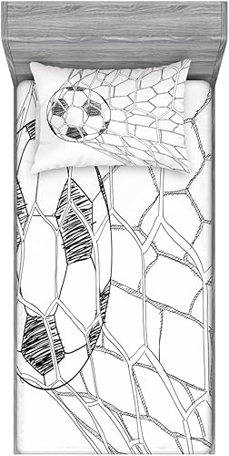 Miniatura 116 de Ambesonne Juego de sábanas bajeras y fundas de almohada, dibujos de aviones antiguos, vuelos clásicos con fechas, estilo vintage, diseño nostálgico,