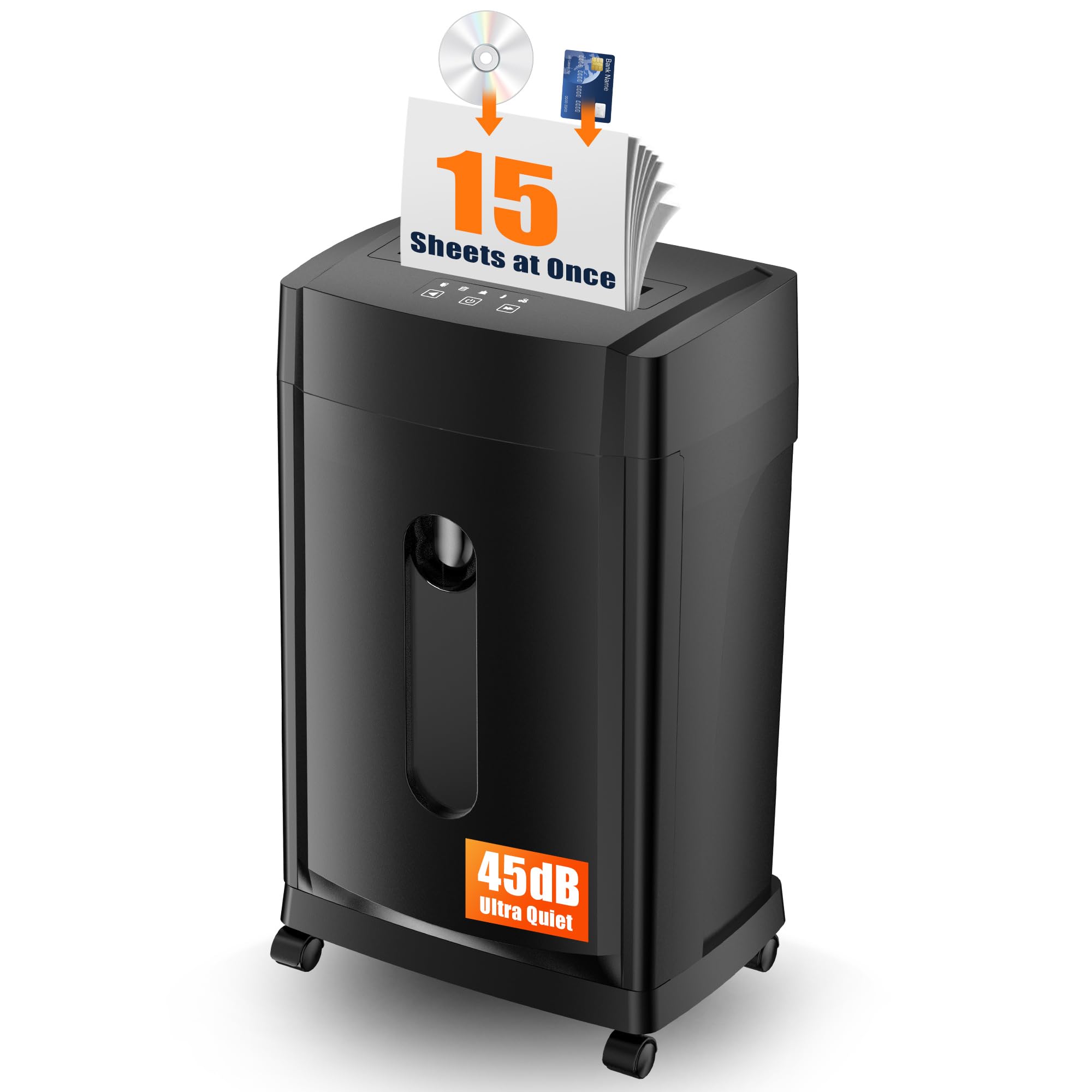 KRT - Trituradora de papel para oficina en casa, 18 hojas, trituradora de escritorio de alimentación automática con bandeja de 28 litros, nivel de seguridad P-4, trituración de CD/DVD