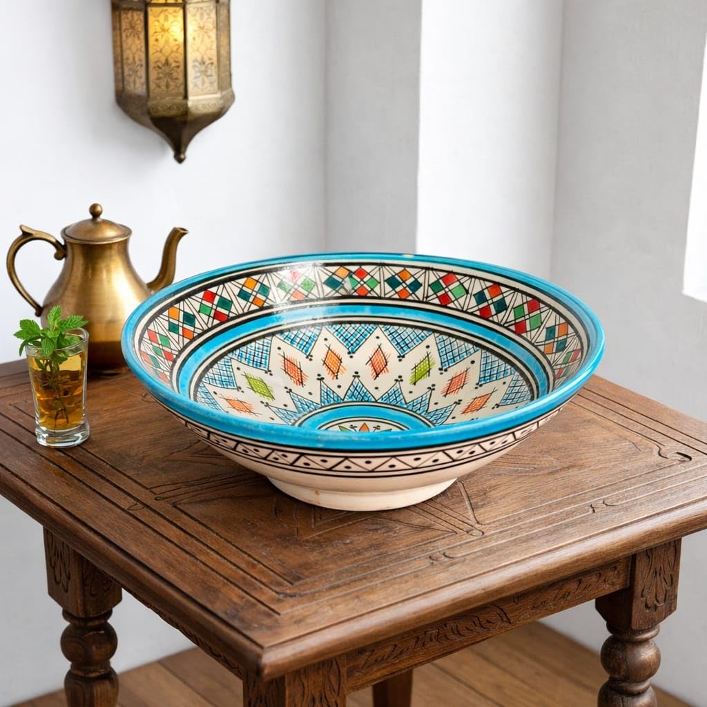 Generico Ciotola in Ceramica Terracotta Marocchina Artigianale Diam. 30 cm - Appendibile,Decorativa e Da Portata -Eleganza e Versatilità per la Tua casa 2702261304