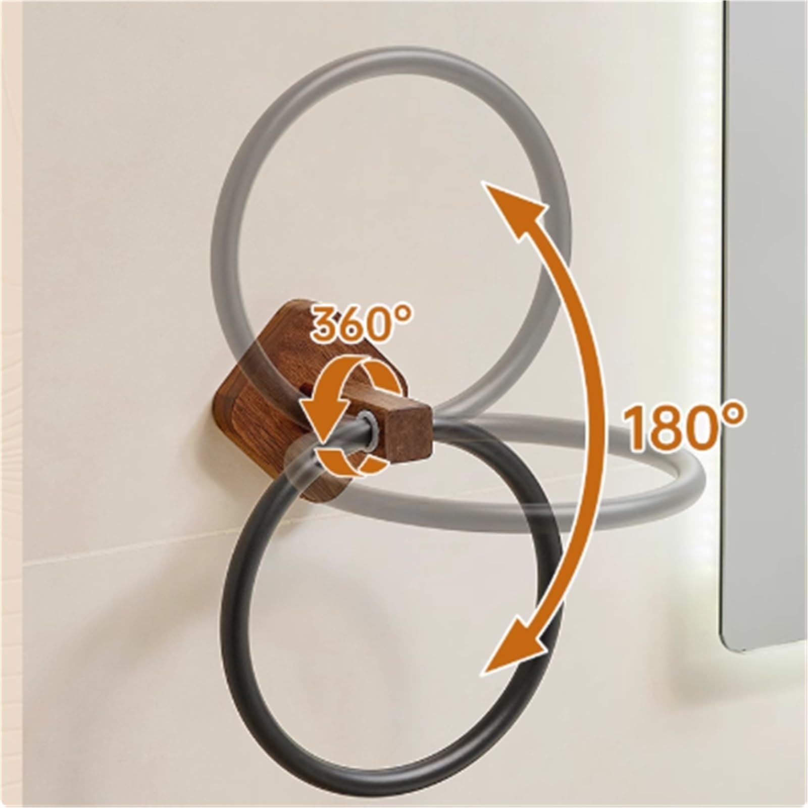 Toallero de madera redondo y grueso, fácil de instalar, accesorio de baño y cocina, soporte para toallas de mano para casa rodante y baño, diseño elegante