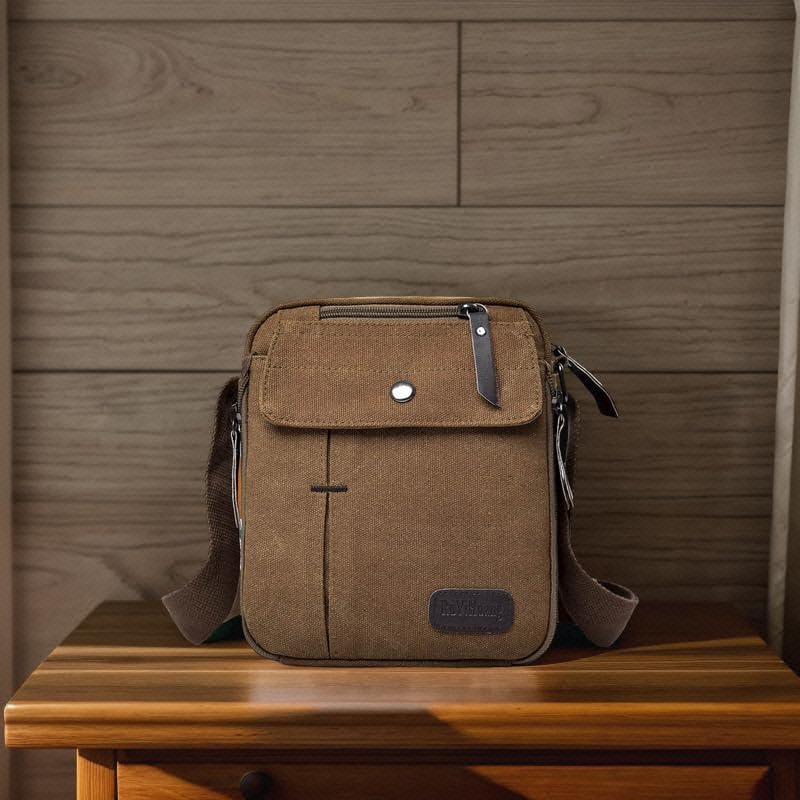 Miniatura 3 de MosaiRudo Bolsa de mensajero pequeña de lona para hombre, bolsa de hombro casual para hombres y mujeres, bolsa de transporte de viaje, bolsa