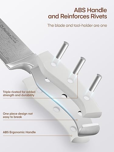 Miniatura 8 de D.Perlla - Juego de cuchillos de cocina de 7 piezas con afilador integrado, juego de bloques de cuchillos de acero inoxidable con patrón ondulado