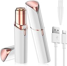 Vexloria Facial Epilator Women, Electric Eyebrow Epilator Portable, USB Rechargeable with Replacement Head and LED Light, Electric Shaver for Women Painless for Face Nose Lip, White