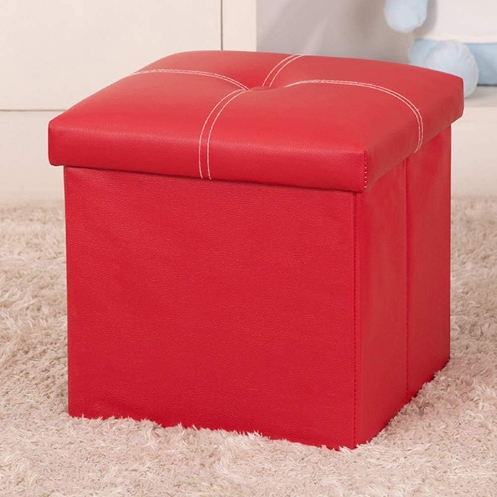Repose-pieds ottoman rouge pliable pour gagner de la place et ranger votre salon 30cm