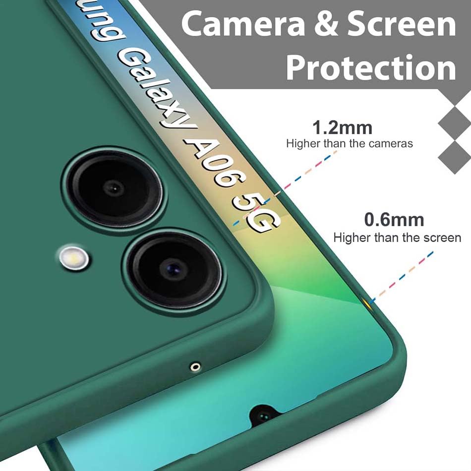Image of Fashionury Back Cover for Samsung Galaxy A06 5G | Matte Soft Silicon Flexible | Camera Bump Protection | All Side Shock Proof Rubberised Back Case Cover for Samsung Galaxy A06 5G (Green)