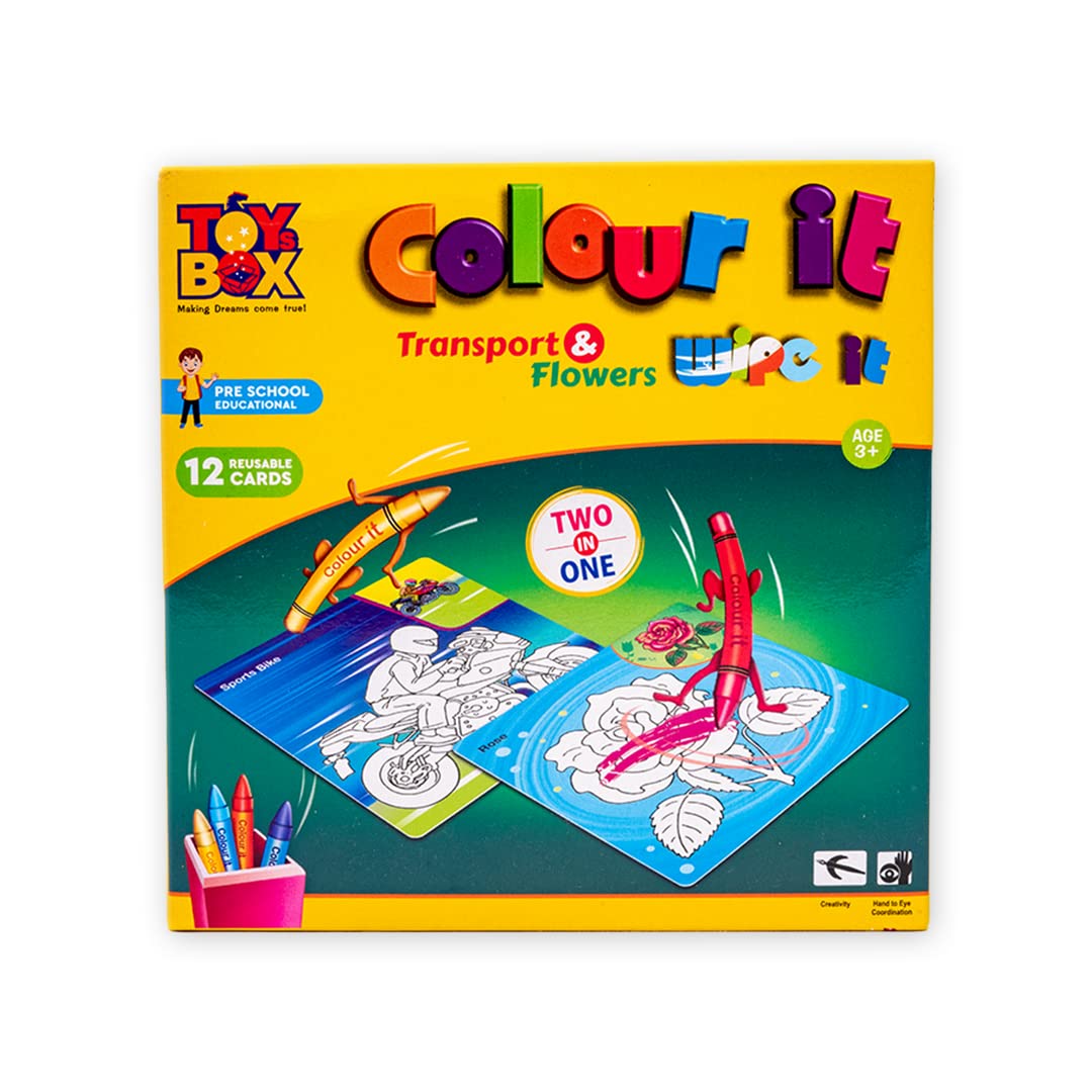 Toysbox Colour It Wipe It Little Transport & Flowers Art & Craft Reusable Colouring Fun Activity Sheets for Kids, Colour It and Wipe It Off! (B0B6PC58Y6) Amazon Price History, Amazon Price Tracker