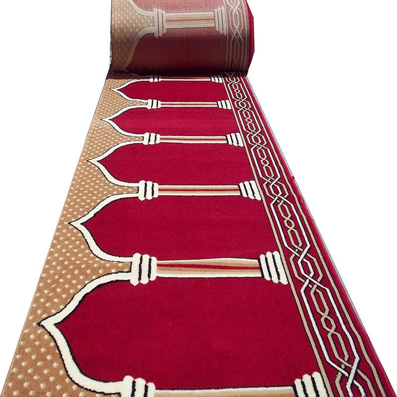 Image of Sifa Carpet Hand Washable Zanamaz Prayer Carpet for Masjid(Mosque) - 4x25 Feet Maroon Color