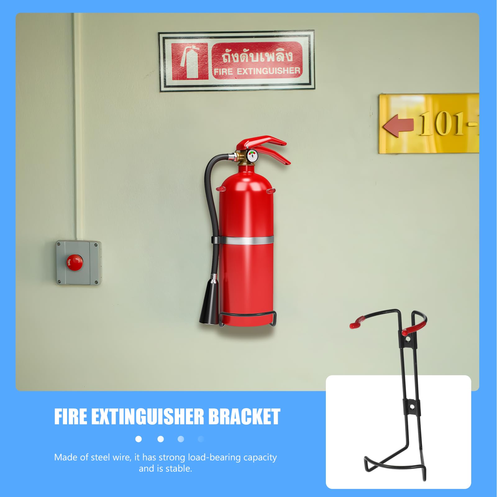 Support d'extincteur universel et structure en fil d'acier avec vis incluses, idéal pour le montage mural, support d'extincteur, convient pour un extincteur à poudre sèche de 1 kg