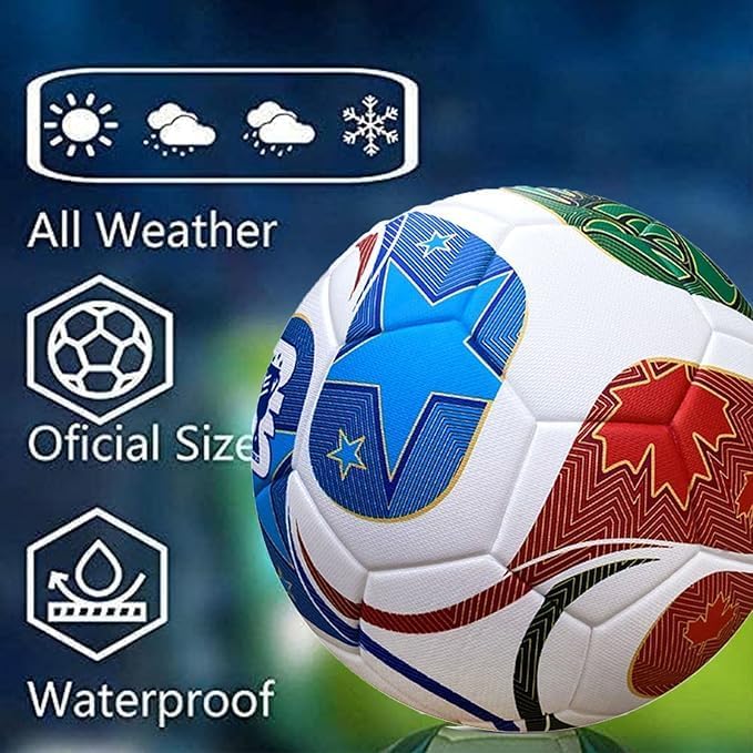 Miniatura 2 de Balón de fútbol de tamaño oficial de la Copa del Mundo, tamaño 5, fútbol profesional para entrenamiento y partido, piel sintética duradera con