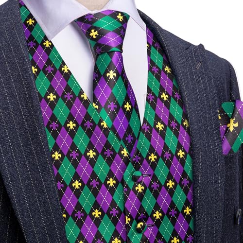 Image of Barry.Wang Men's Suit Vest Formal /Leisure Paisley Jacquard Silk Tie Pocket Square Waistcoat Set Wedding 5PCS