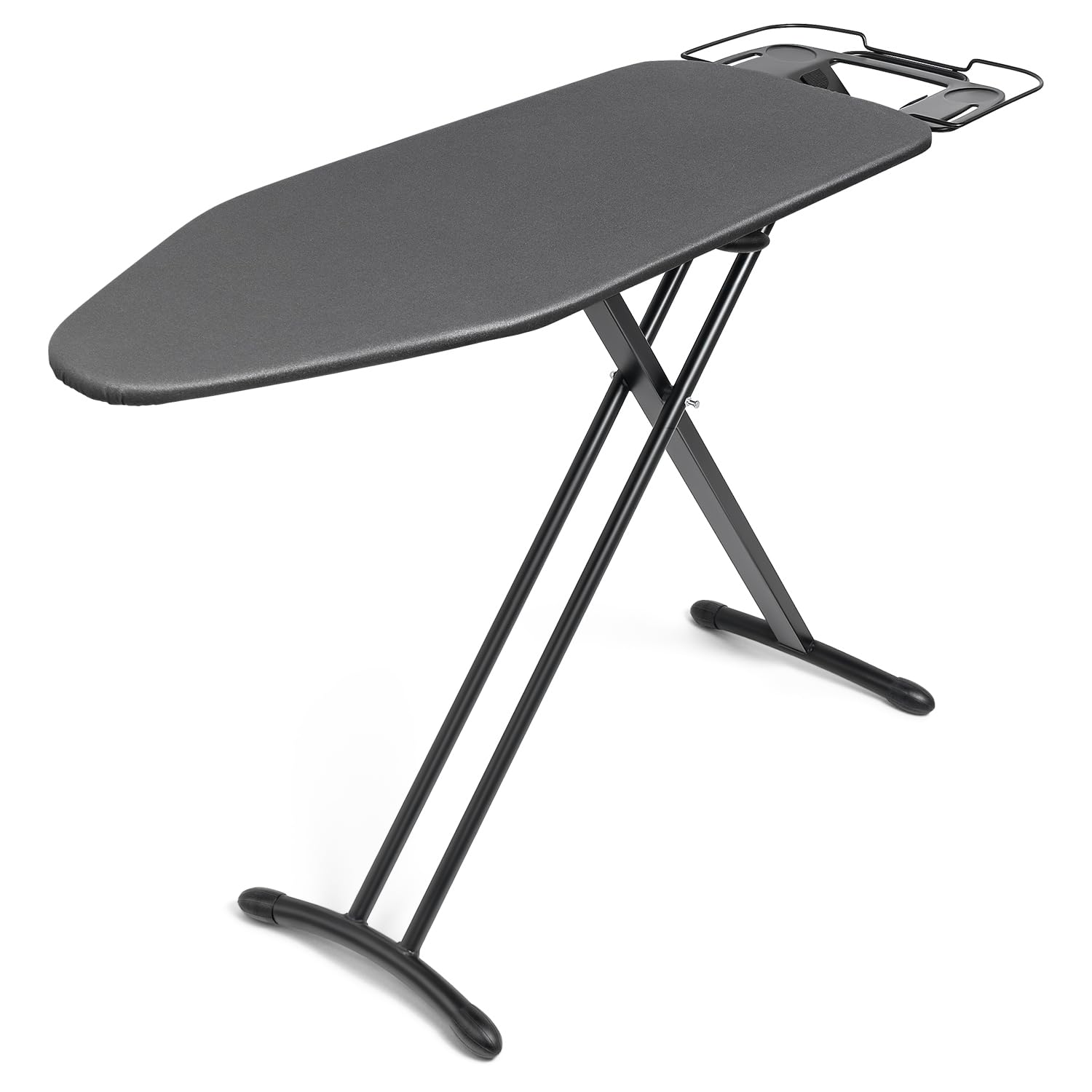 Duwee Asse da stiro extra larga deluxe con poggia ferro da stiro a vapore, copertura resistente al calore e feltrino spesso, gambe robuste e pesanti, 117 x 43 cm, Nero