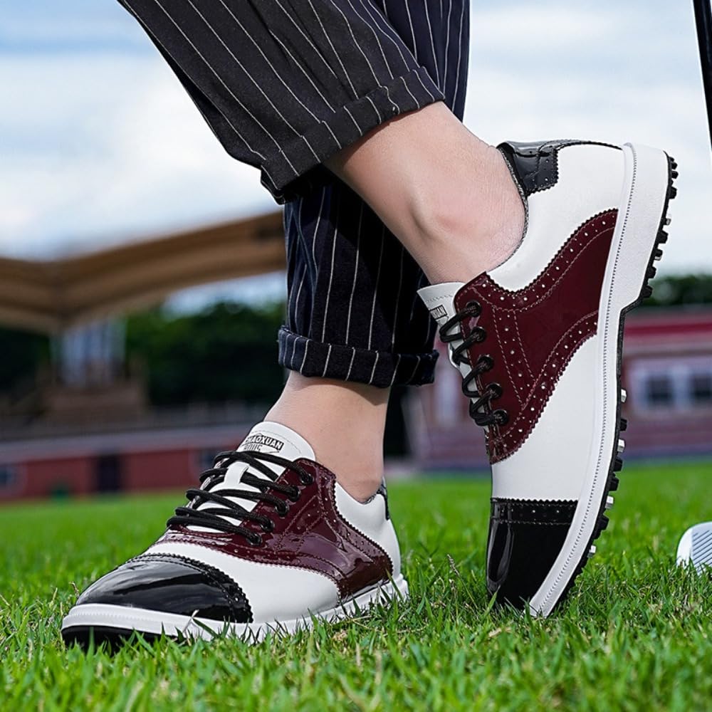 Scarpe da Golf, Scarpe da Uomo Stile Blocco, Antiscivolo e Resistente all'Usura