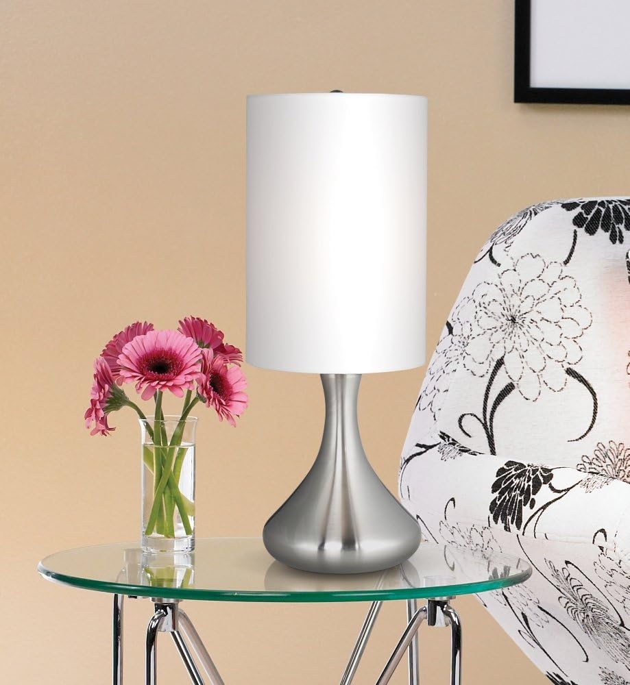 360 Lighting Mini Droplet 17" High Small Modern Accent Table Lamp Silver Brushed Nickel Finish Metal Single White Shade Living Room Bedroom Bedside Nightstand House Office Home Reading Kitchen