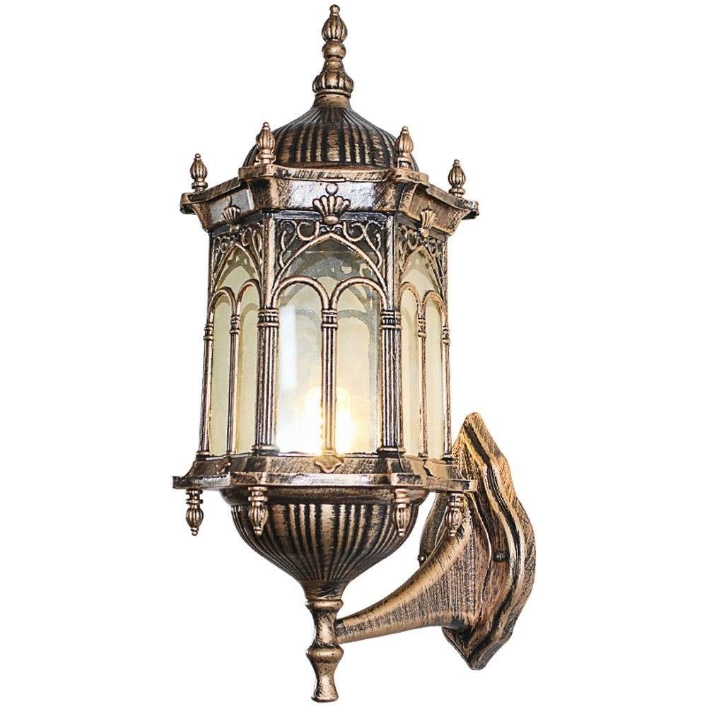 HXYSXHJUO Outdoor Vintage Glass Shade Sconce Light, Waterproof Aluminum Wall Lantern, Antique Garden Lamp for Villa and Balcony, Rainproof Fixture, Stylish Lighting