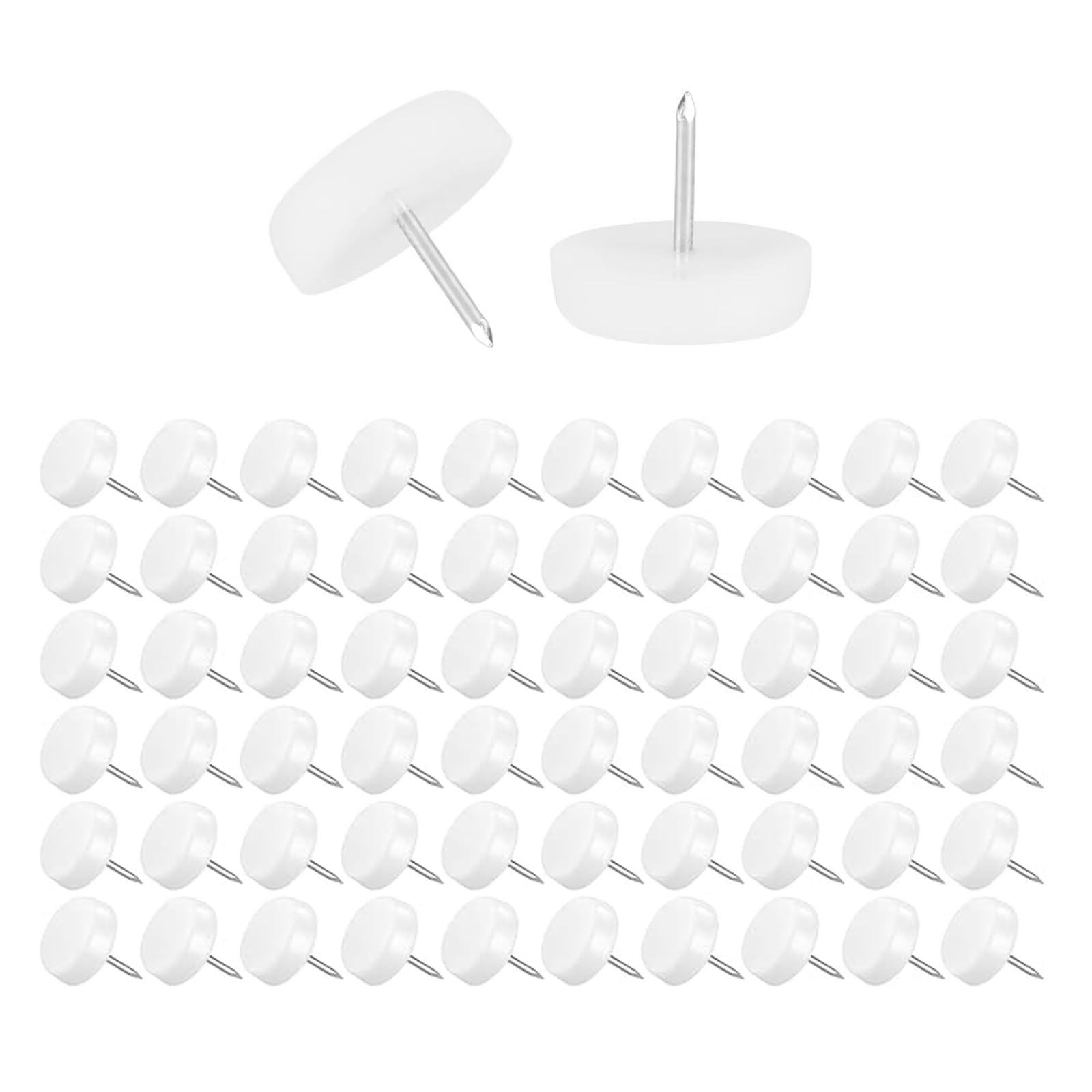 60 PCS 18mm Chair Leg Floor Protectors, Plastic Furniture Pads Nails Chair Leg Protectors Glides, 5.2mm Thick Furnitures Glide Nails for Furniture Feet, Chairs Sofa Table(White)